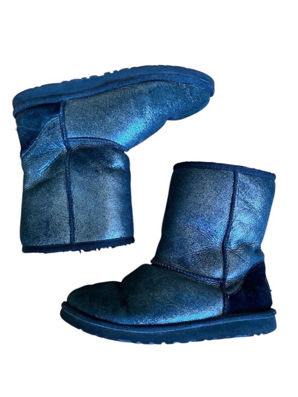 UGG Classic “Mini Milky Way” Metallic Sparkle Suede Fur Boots Size 6 Women's